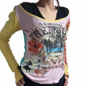 Vintage Custo Barcelona Vibrant Graphic Long Sleeve Top